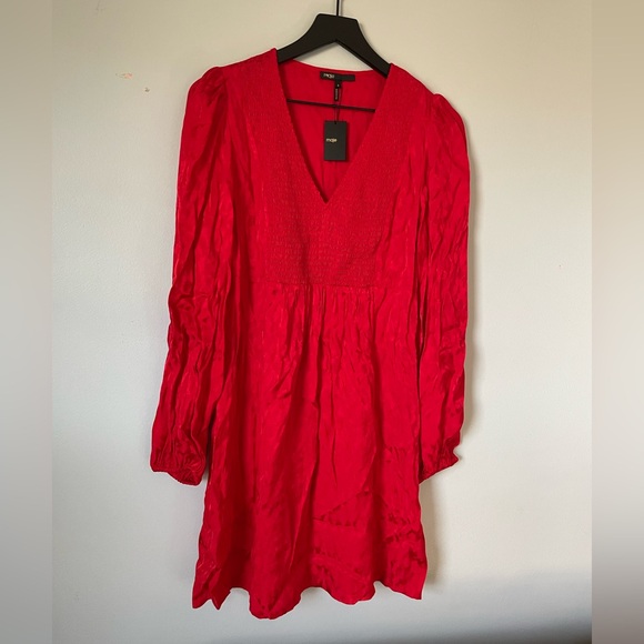 Maje Rimine Jaquard Red Mini Dress - Picture 6 of 9